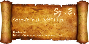 Szirányi Bálint névjegykártya